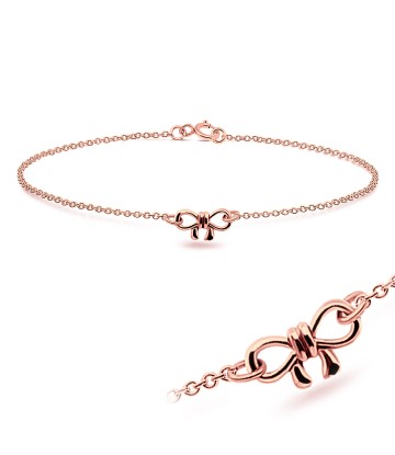 Cutie Bow Rose Gold Plated Silver Anklet ANK-324-RO-GP